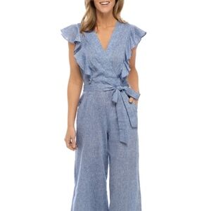 Violet Weekend Ruffle Tie Chambray Jumper